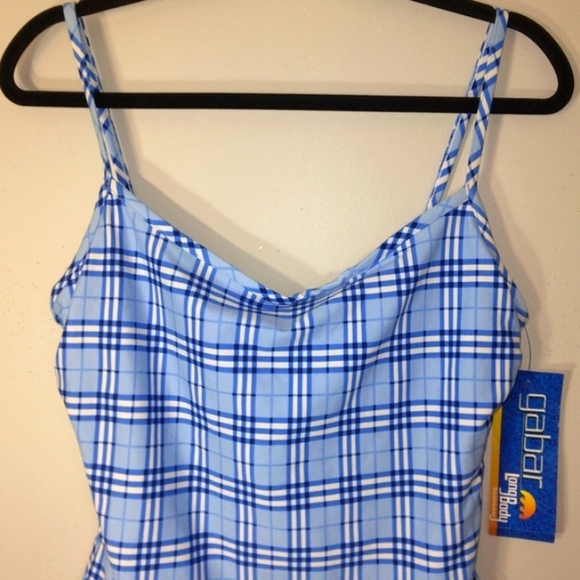 NWT GABAR Swimwear Periwinkle Plaid One Piece w/ built-in padding Size 16L - Picture 3 of 12